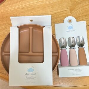 Cloud Island toddler 3 plates and 3 spoons